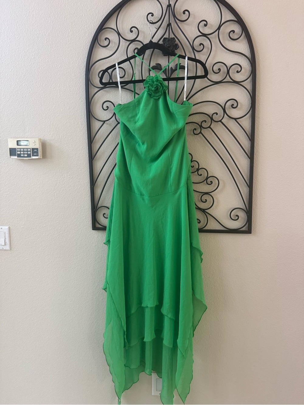 Lovers + Friends Emerald Green Halter High-Low Chiffon Dress